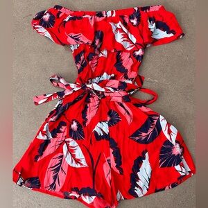 Express tropical flowy rayon romper